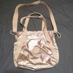 Kipling Metallic Blush Pink Handbag Crossbody Convertible Purse